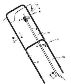 Handle Assembly Diagram and Parts List for 20505X192A 1997 Briggs and Stratton Lawn Mower